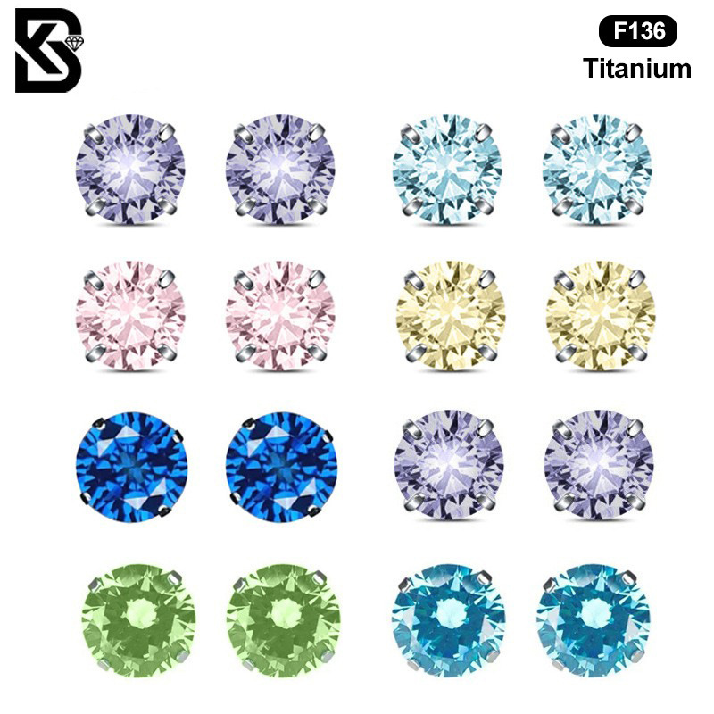 New F136 Titanium Alloy 5A Zirconia Dental Screw Claw-shaped Ear Nose Belly Eyebrow Stud Geometric Pattern Unisex Piercing Accessories