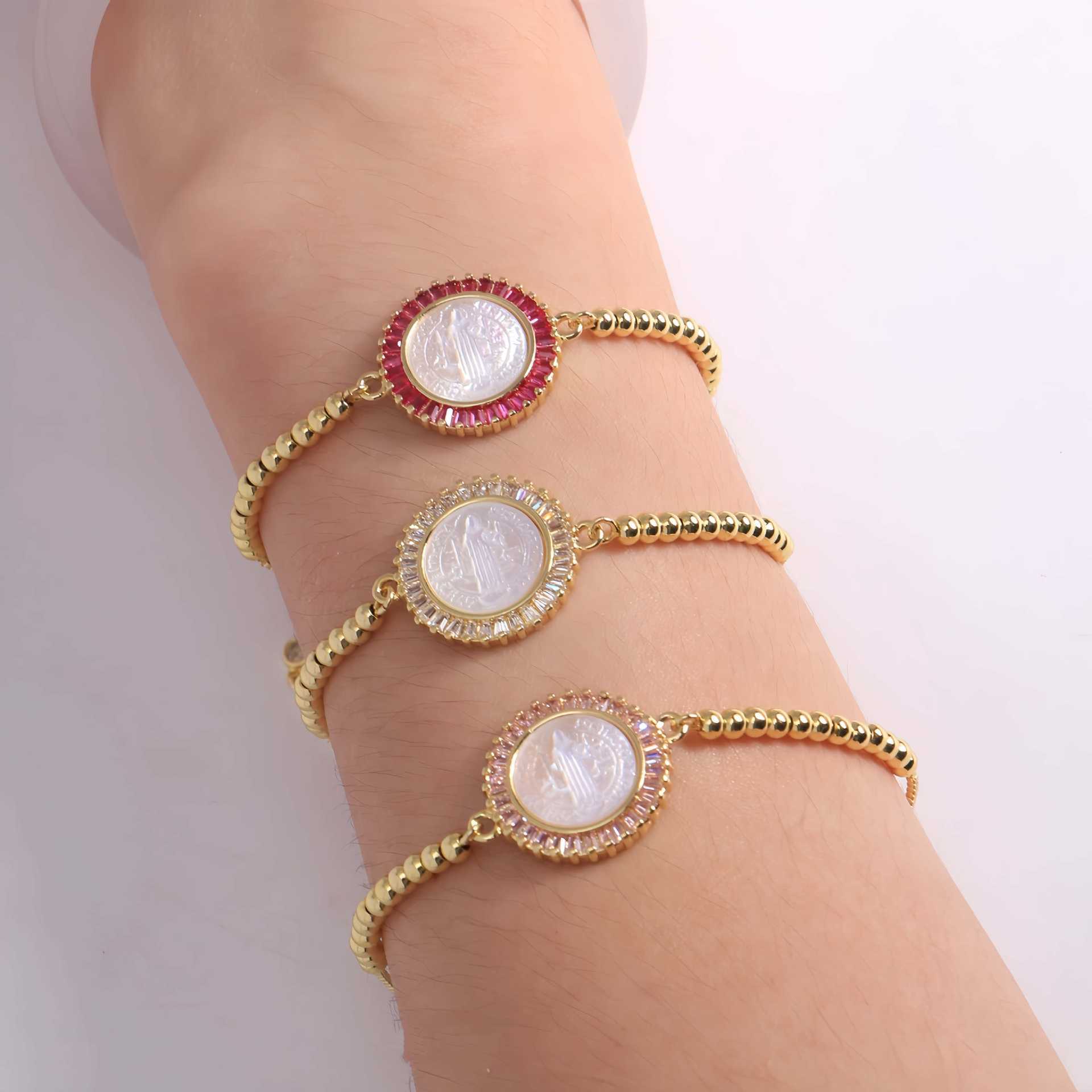 Gold Gold-plated Shell Pendant Micro-inlaid Design Bracelet Women's Jewelry Copper Accessories