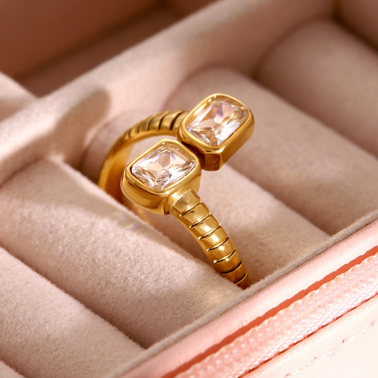 304 Stainless Steel Geometric PVD Coated 18K Real Gold Plated Simple Style Classic Style Open Rings
