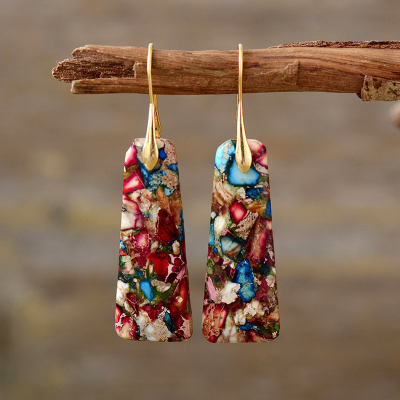 Bohemian Geometric Pendant Earrings Trendy Ins Jewelry Accessories Women's Luxury Style Star Sign Heart Shape Copper Earrings
