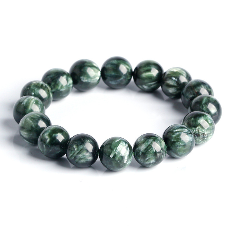 Natural Green Dragon Crystal Bracelet Collectible Grade Dark Green Dragon Crystal Attracting Pattern Green Clay Stone Unisex Jewelry