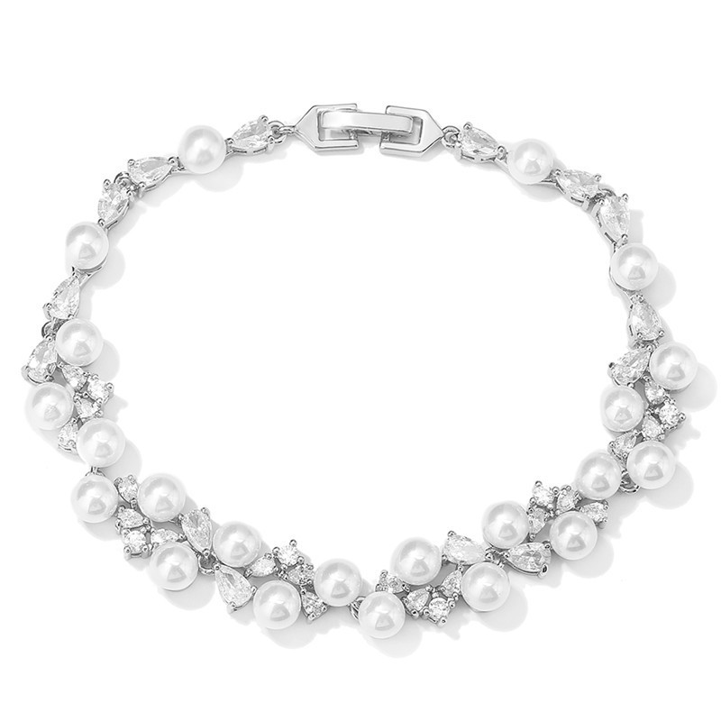 RAKOL High Quality Full Embedded Pearl Zircon Bracelet Women's Elegant Luxury Wedding Banquet Hand Jewelry Fashionable OL