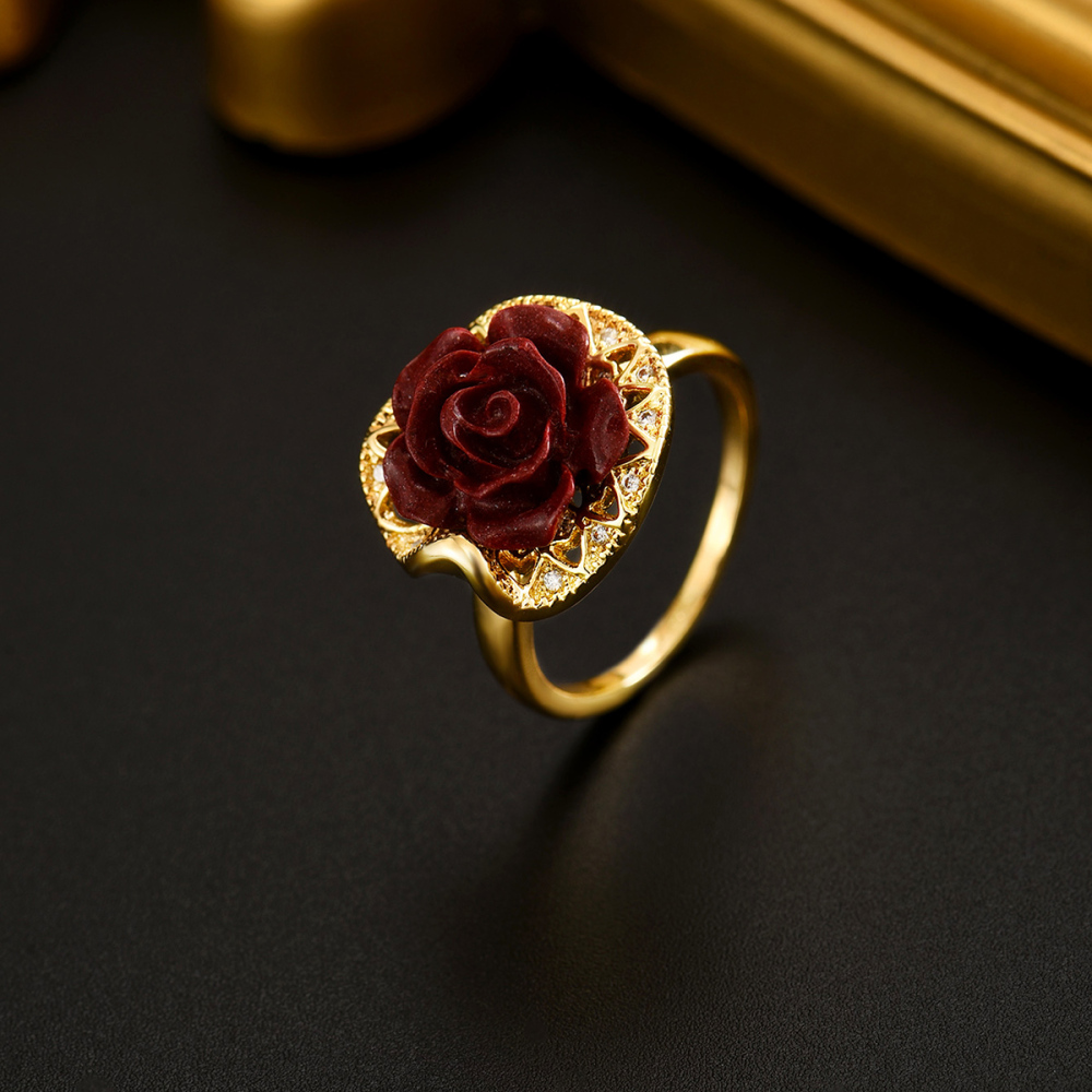 1 Piece Vintage Elegant Style Gold Ring Body Exquisite Red Rose Shape Women's Necklace Suitable For Girlfriends' Gatherings Light Luxury Style Jewelry