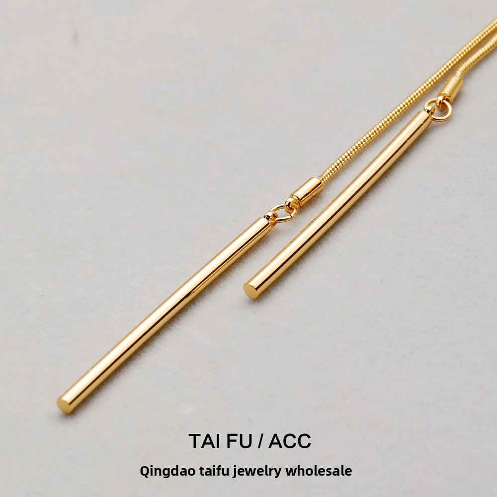 Elegant Snake Bone Chain Necklace Gold Plated Brass Versatile Long Sweater Chain For Women Fashionable OL Style Alloy Jewelry