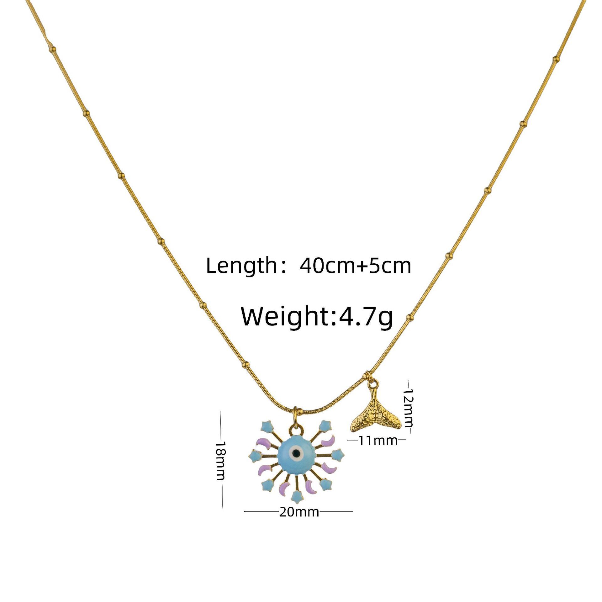 Colorful Blue Eye Stainless Steel Titanium Steel Necklace Fashionable Personality Original Design Women's Jewelry Accessory