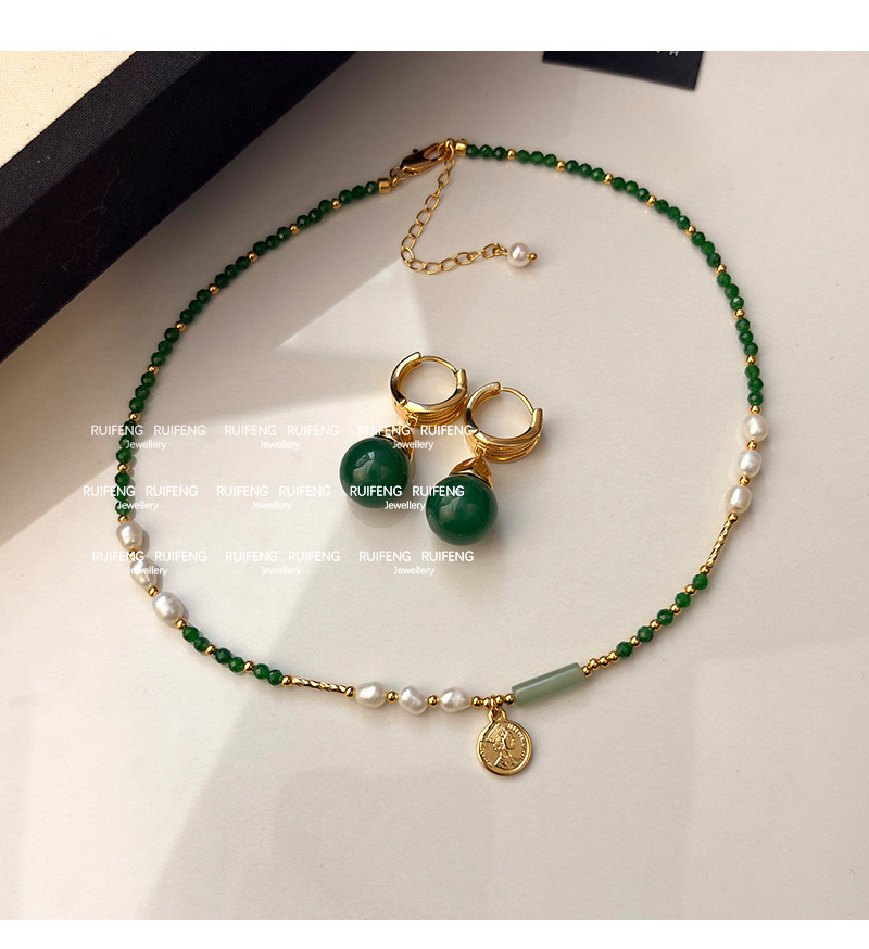 Natural Green Agate Jade Ice Type Earrings Women Luxury Small Niche High End Stud Earrings Jewelry Accessories
