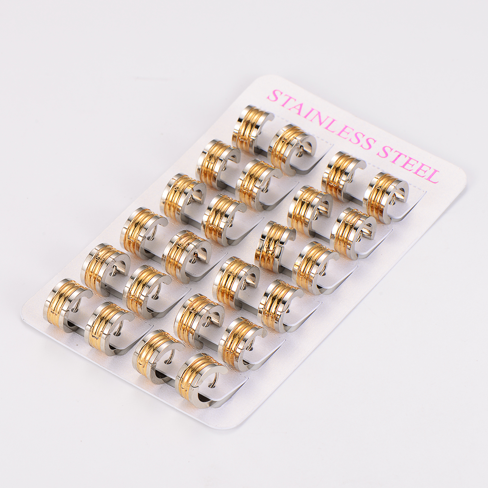 AML Fashion Trendy Striped Gold Ear Studs Elegant Personality Punk Style 201 Stainless Steel Circle Vacuum Electroplated 18K Real Gold Earrings Wholesale Versatile