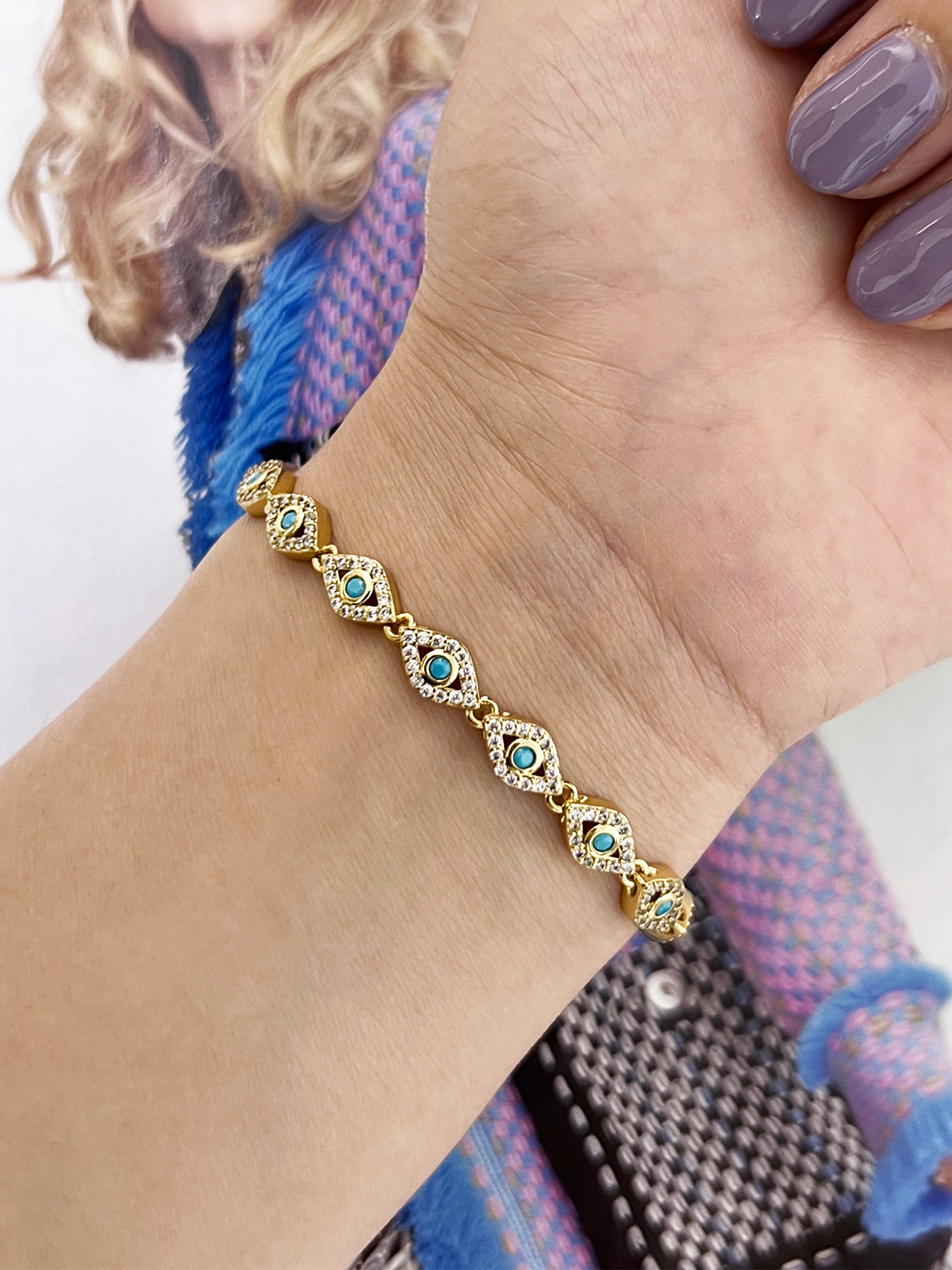 Wholesale Jewelry Simple Style Classic Style Eye Brass Zircon Bracelets
