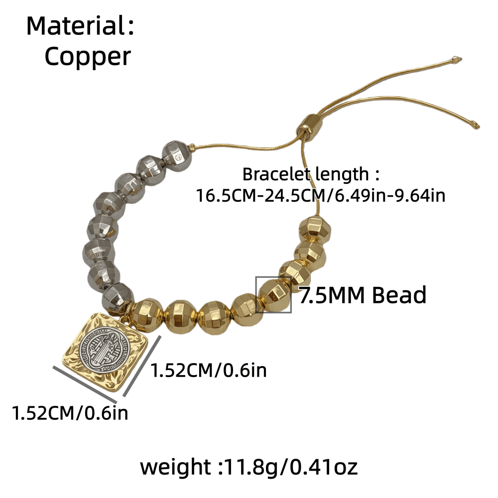 Two-tone Faceted Laser Bead Pendant Double-sided Plated Two-tone Geometric Accessories Plated With 18K Real Gold Vintage Suitable For Men And Women
