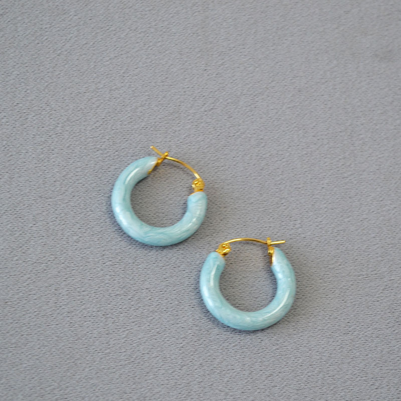 Retro Colorful Handmade Enamel Circle Earrings Women's Fashion Elegant Simple Pearl Glossy Round Shape Jewelry Accessories