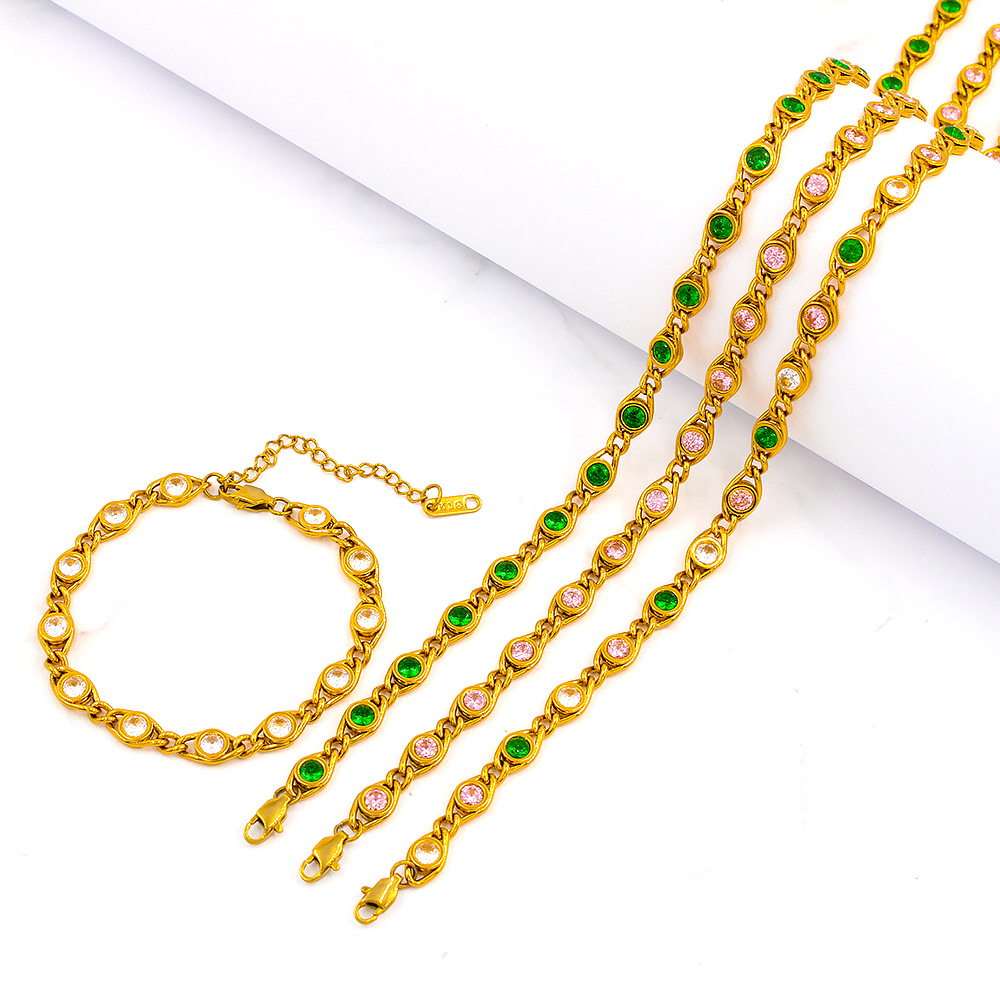PVD Coated 18K Gold Real Gold Plated Round Copper Simple Style Shiny Waterproof Non Tarnish Bracelets Necklace