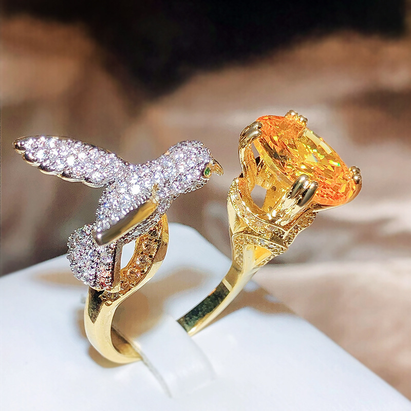 Ins Style Eagle Copper Plating Zircon Open Ring 1 Piece