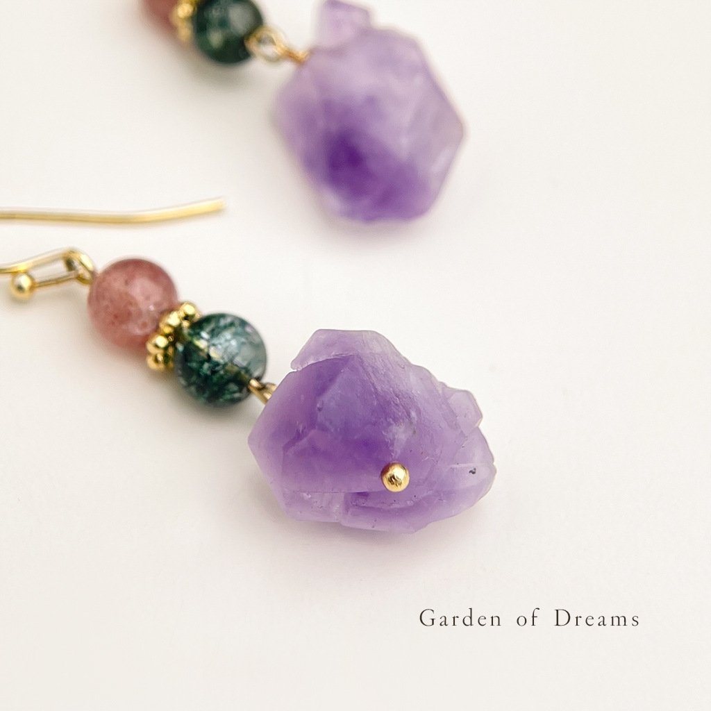 Natural Amethyst Earrings Handmade Original Design Chinese Style Irregular Geometric Pattern Women Jewelry Accessories Healing