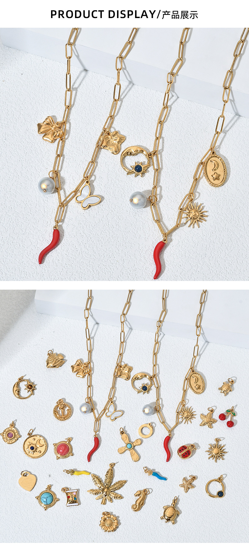 Fashionable Creative DIY Stainless Steel Women's Necklace High-End European Design Pendant Lockbone Chain Jewelry Accessory