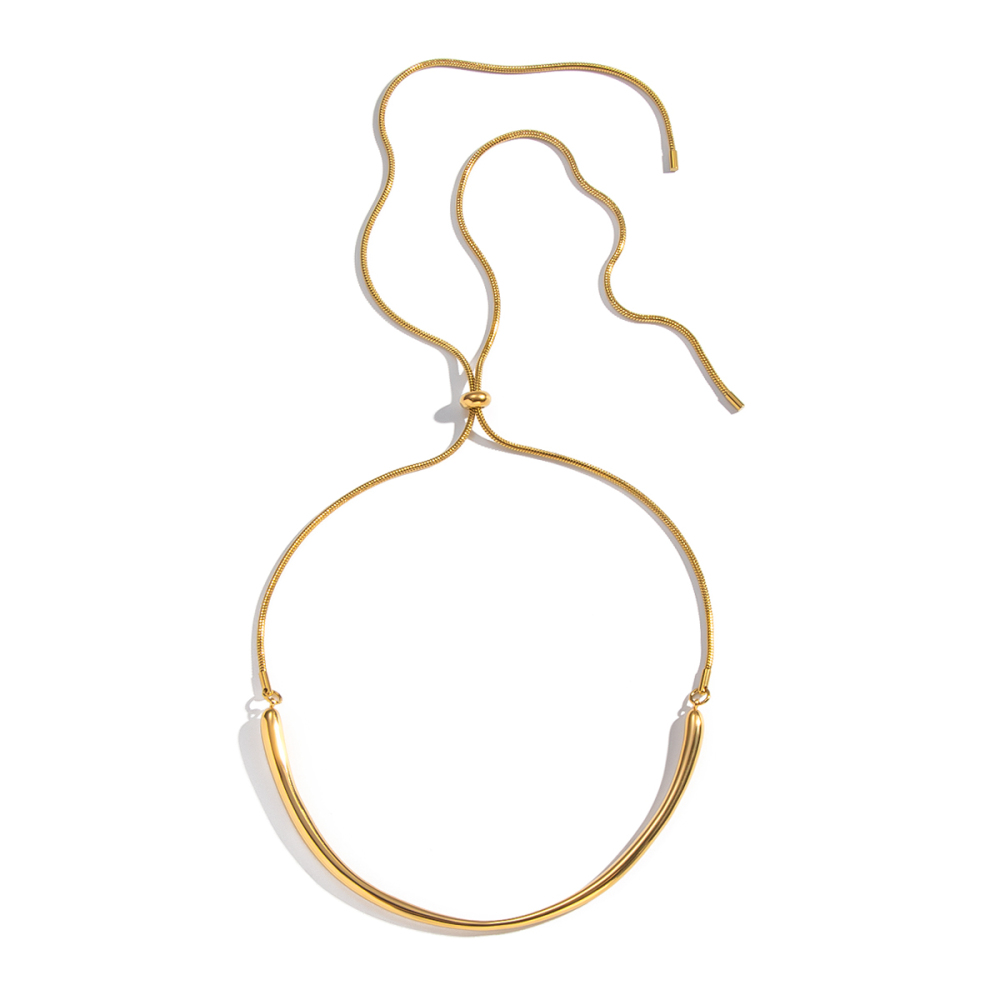 Geometric Ring Necklace Polished Handmade Simple Elegant Luxury Feelings Accessories Jewelry Stainless Steel Gold Plated