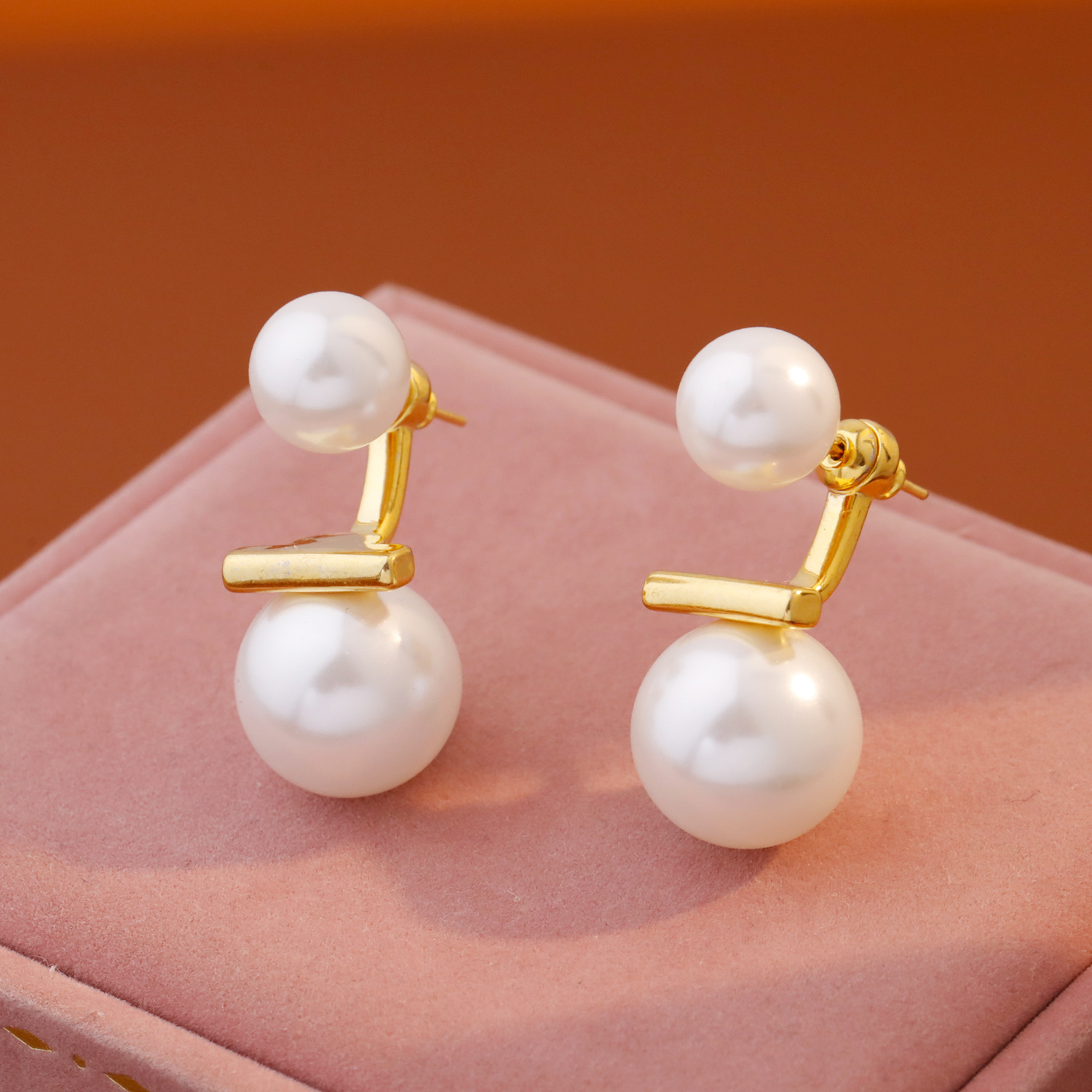 Elegant Two-Way Wear Pearl Stud Earrings Versatile Fashionable Retro French Style Women's Jewelry Accessories