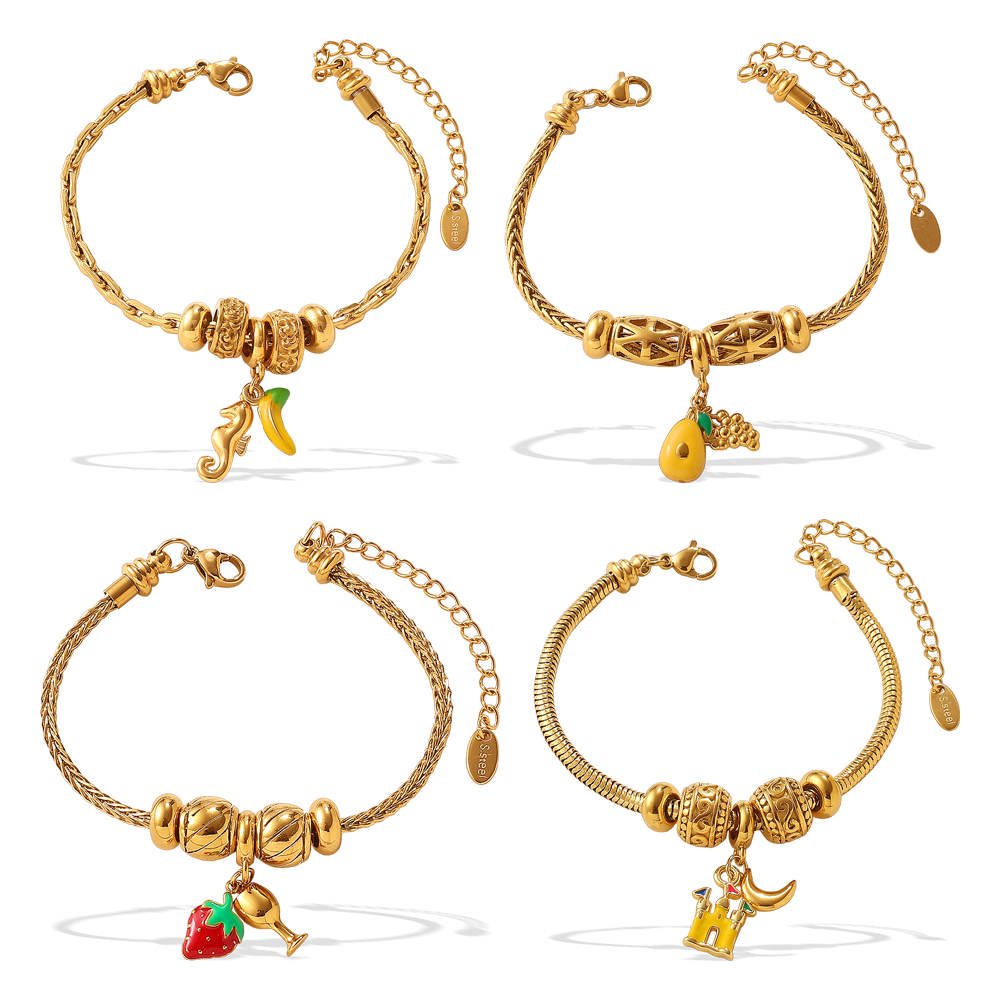 Amazon Cross-Border Fashion INS Style DIY Various Pendant Bracelet Non-Fading 18K Gold Plated Light Luxury Bracelet Jewelry