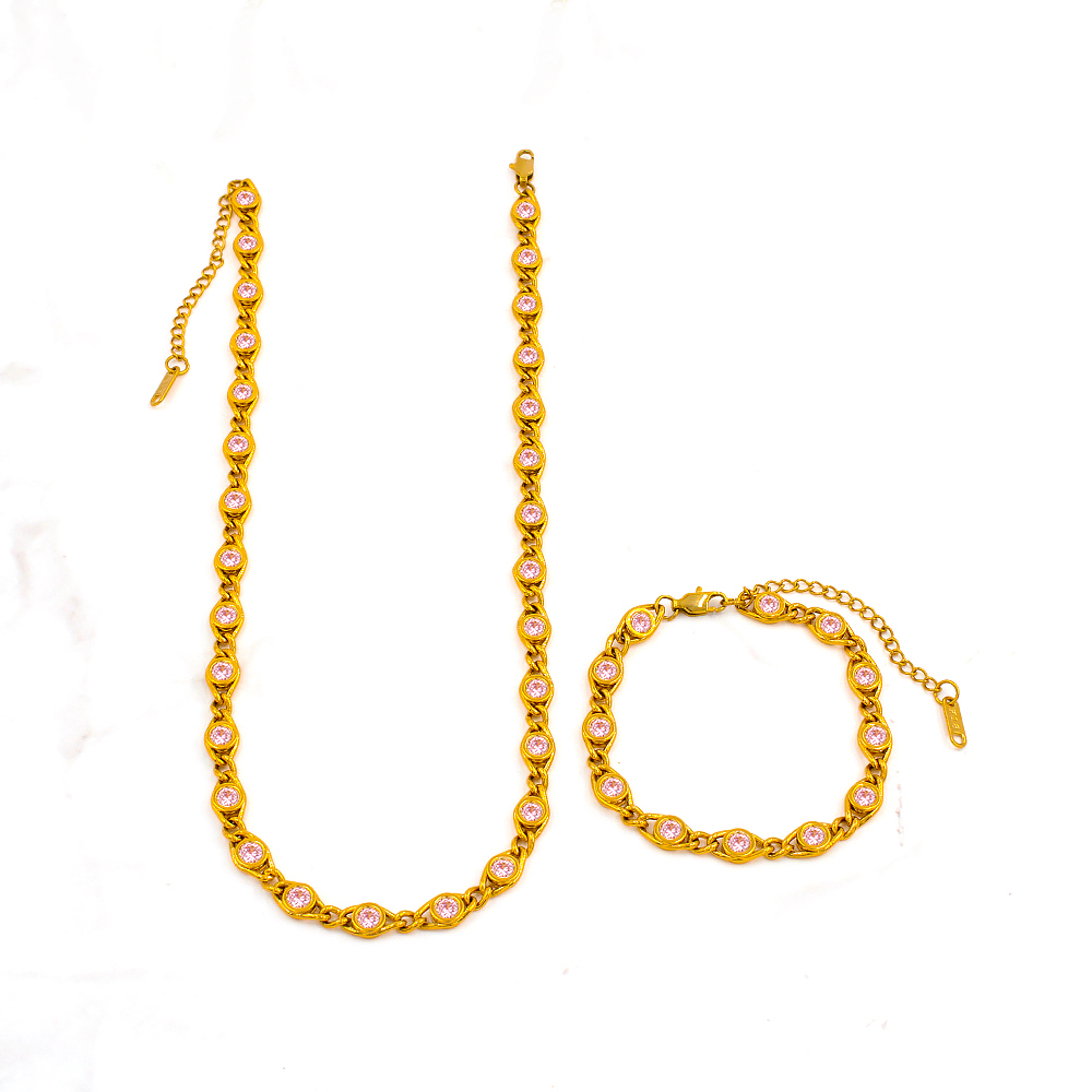 PVD Coated 18K Gold Real Gold Plated Round Copper Simple Style Shiny Waterproof Non Tarnish Bracelets Necklace