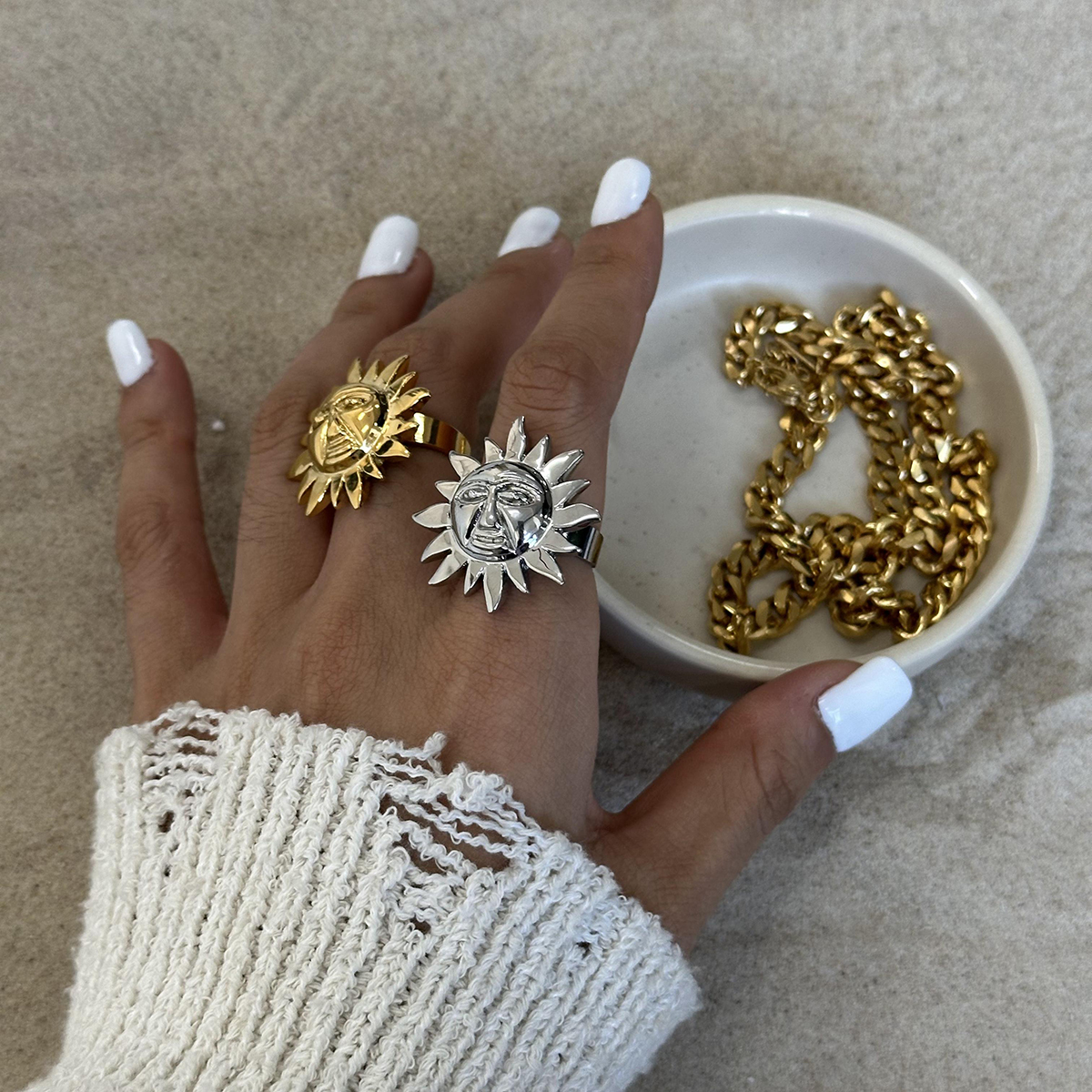 304 Stainless Steel Geometric PVD Coated 18K Real Gold Plated Simple Style Classic Style Open Rings