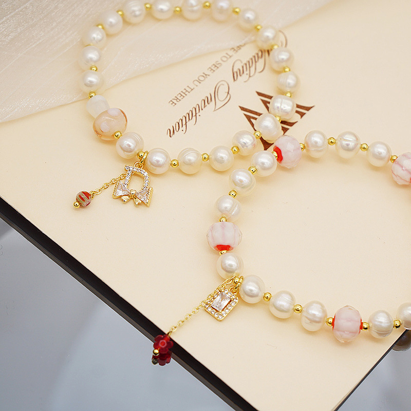Spring And Summer Crystal Glass Pearl Bracelet Girl Bracelet Geometric Couple Jewelry Accessories