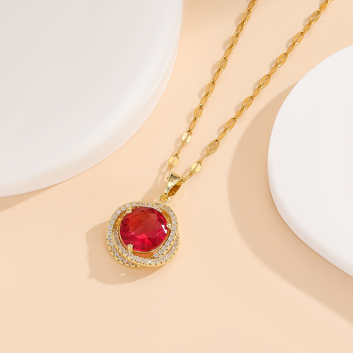 Elegant Retro French Style Copper Embedded Zirconia Ring Necklace Earring Set For Women Flashy Unique Three-piece Jewelry