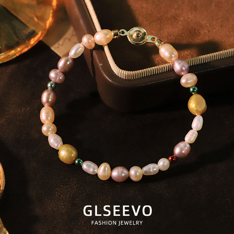 Original Natural Pearl Baroque Bracelet Vacuum Electroplating (In Furnace) Plated With 18K Real Gold Fashion Simple Handmade Jewelry Versatile High-end Bracelet Jewelry