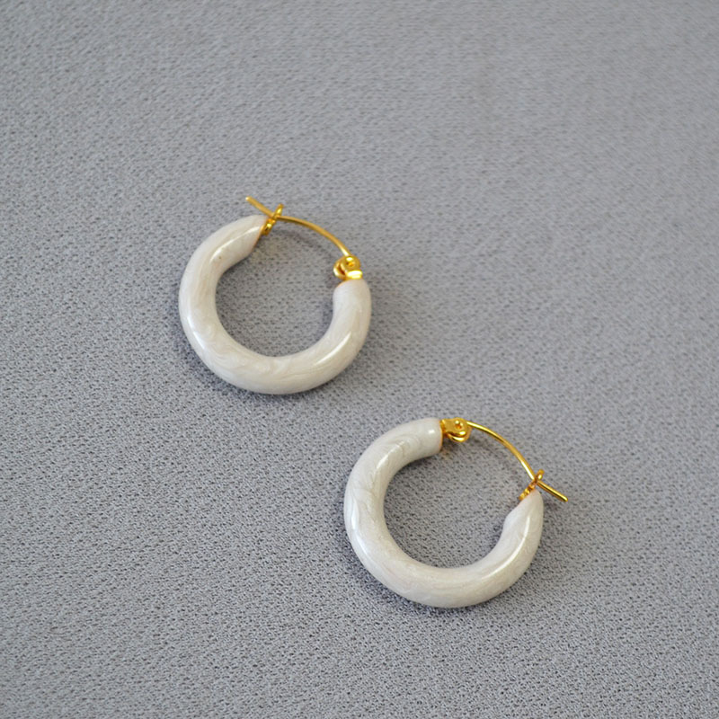 Retro Colorful Handmade Enamel Circle Earrings Women's Fashion Elegant Simple Pearl Glossy Round Shape Jewelry Accessories