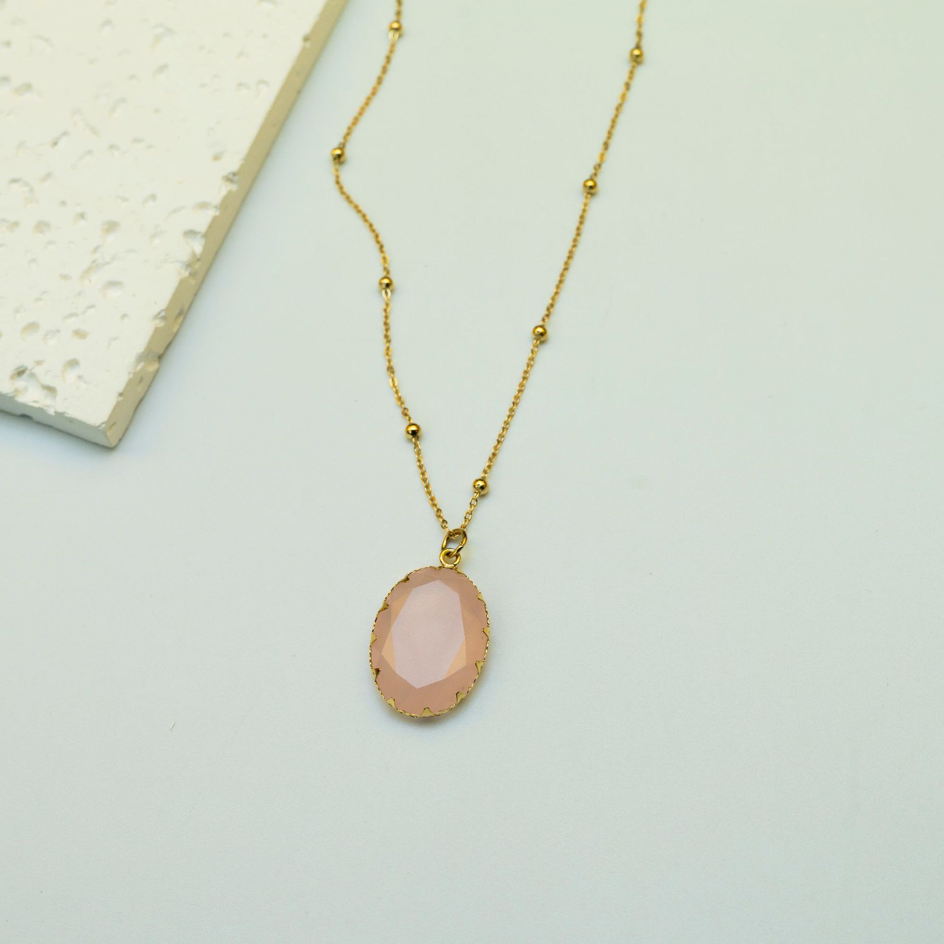 Luxury Handmade Natural Stone Gold Plated Stainless Steel 14K Necklace Ladies Casual Elegant Ins Style Jewelry Accessories