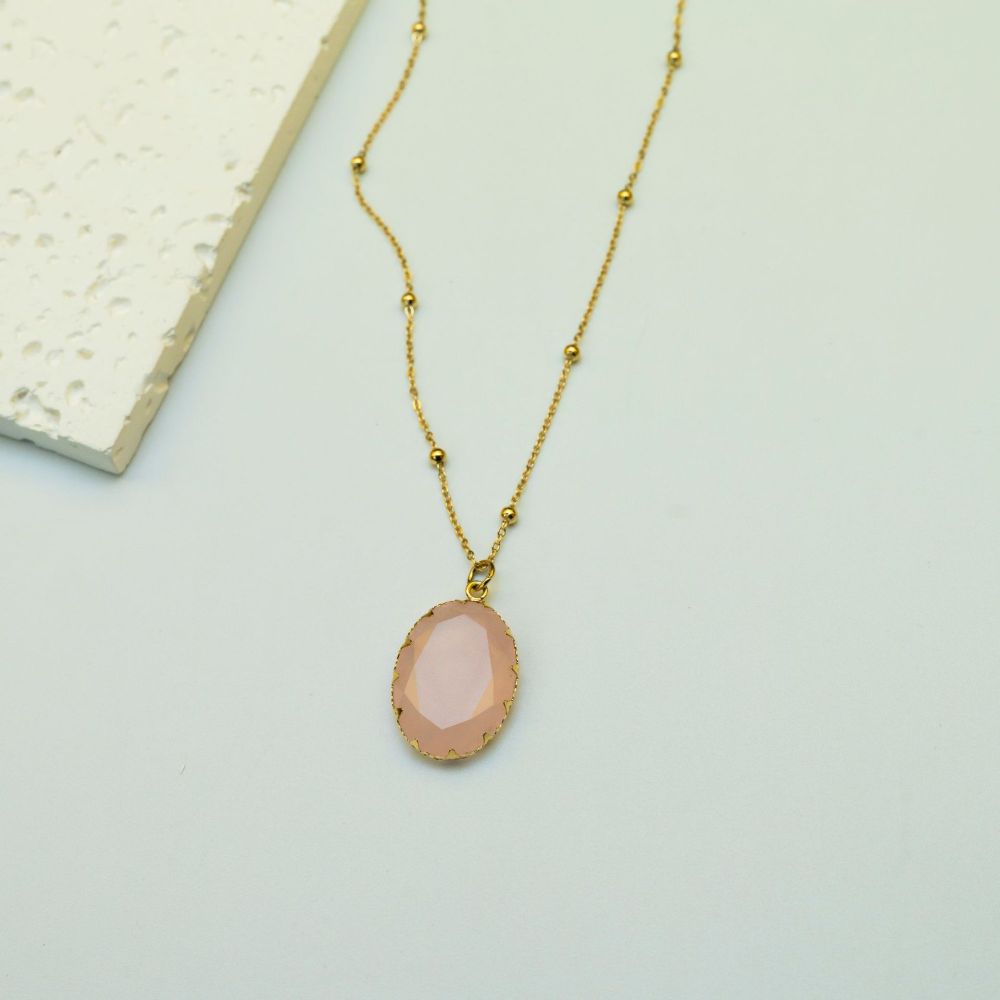 Luxury Handmade Natural Stone Gold Plated Stainless Steel 14K Necklace Ladies Casual Elegant Ins Style Jewelry Accessories