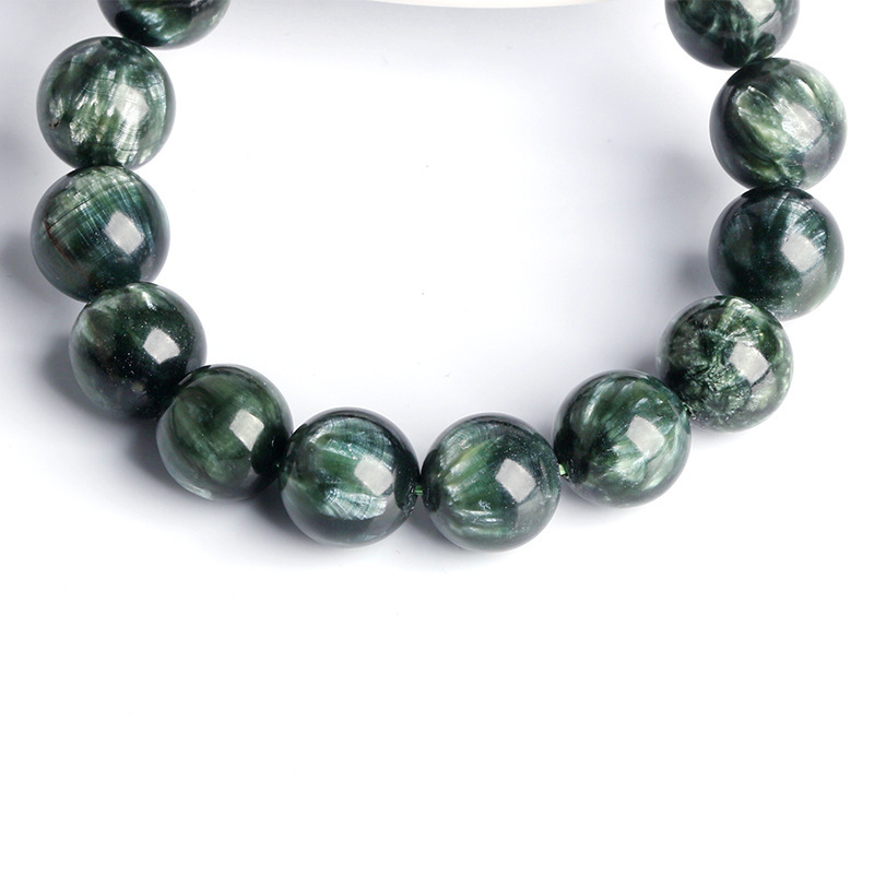 Natural Green Dragon Crystal Bracelet Collectible Grade Dark Green Dragon Crystal Attracting Pattern Green Clay Stone Unisex Jewelry