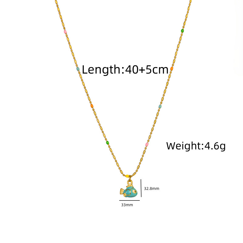 304 Stainless Steel Fish Pendant Necklace Cute Fat Fish Design Elegant Fashion Accessories Ladies European American Style Jewelry