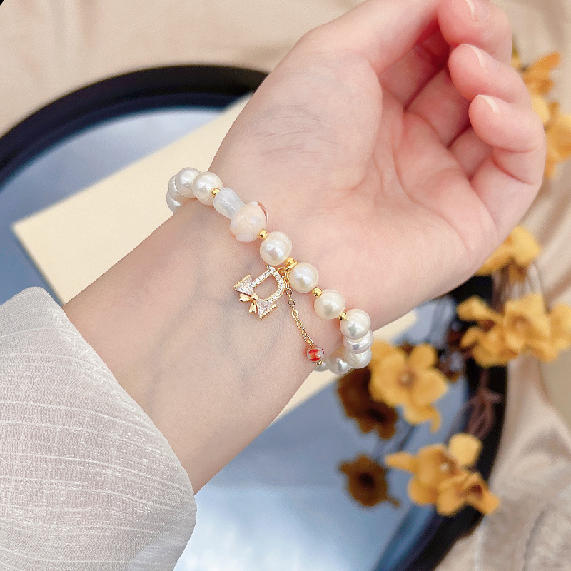 Spring And Summer Crystal Glass Pearl Bracelet Girl Bracelet Geometric Couple Jewelry Accessories