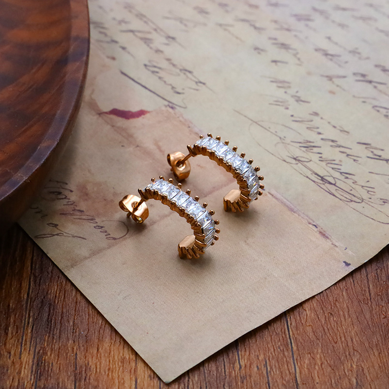 Real Gold Plated Solid Color 304 Stainless Steel Vacation Classic Style Waterproof Non Tarnish Ear Studs