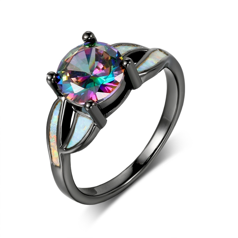 Simple Style Shiny Geometric Copper Inlay Opal Zircon Women's Rings