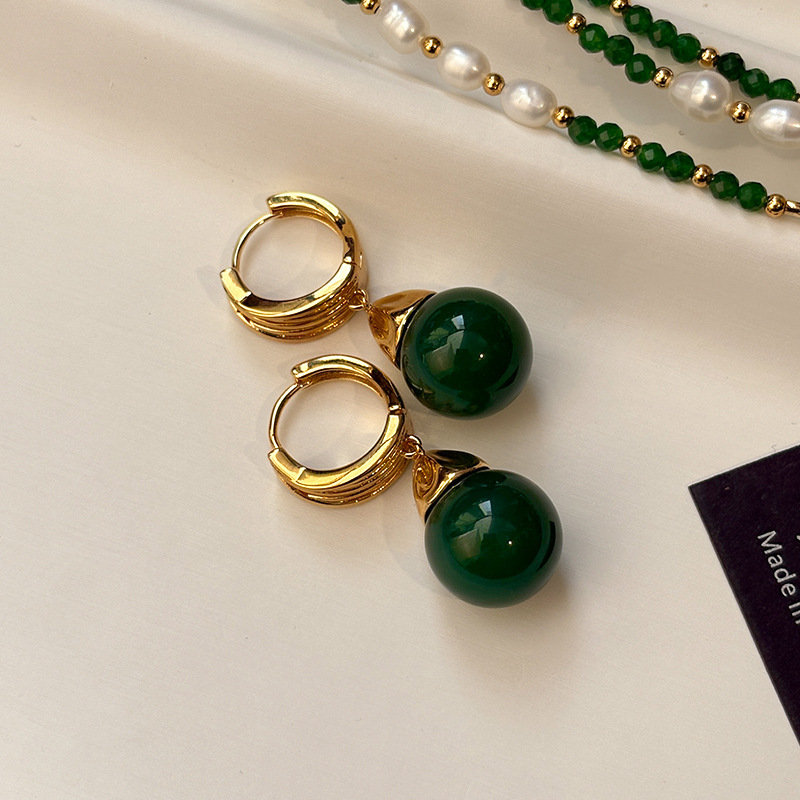 Natural Green Agate Jade Ice Type Earrings Women Luxury Small Niche High End Stud Earrings Jewelry Accessories