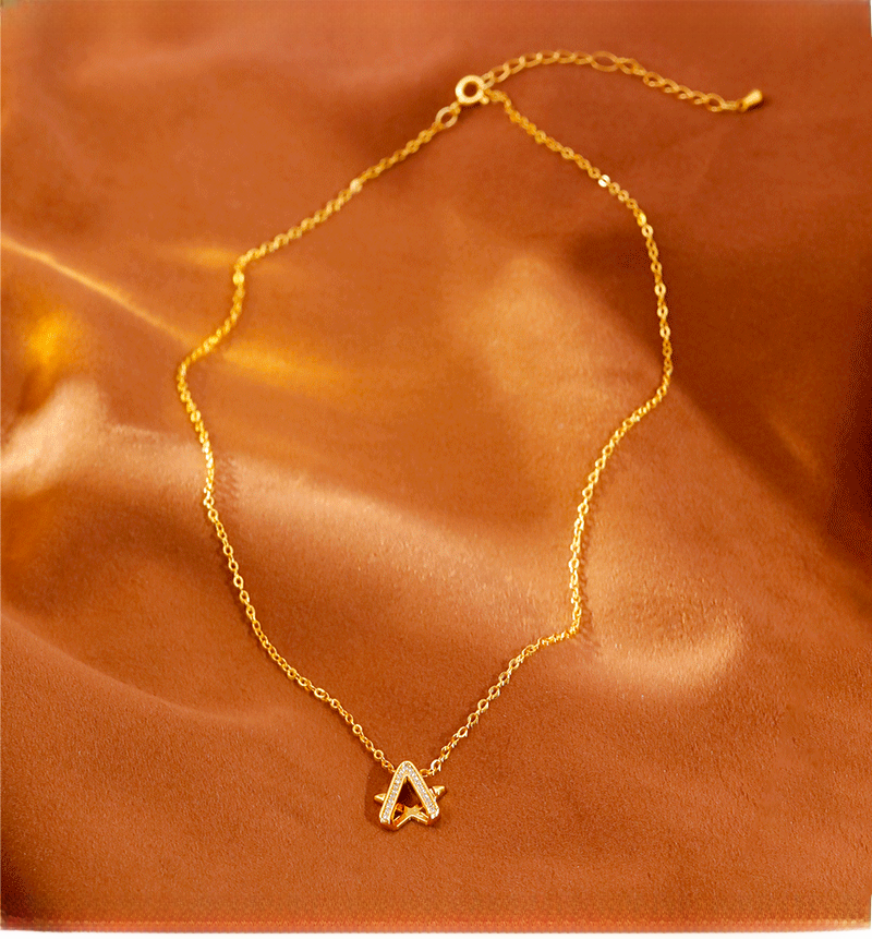 Luxury Commuting Diamond Embedded Necklace Fashionable OL Style Geometric Pattern Copper Material Women's Accessory Choker