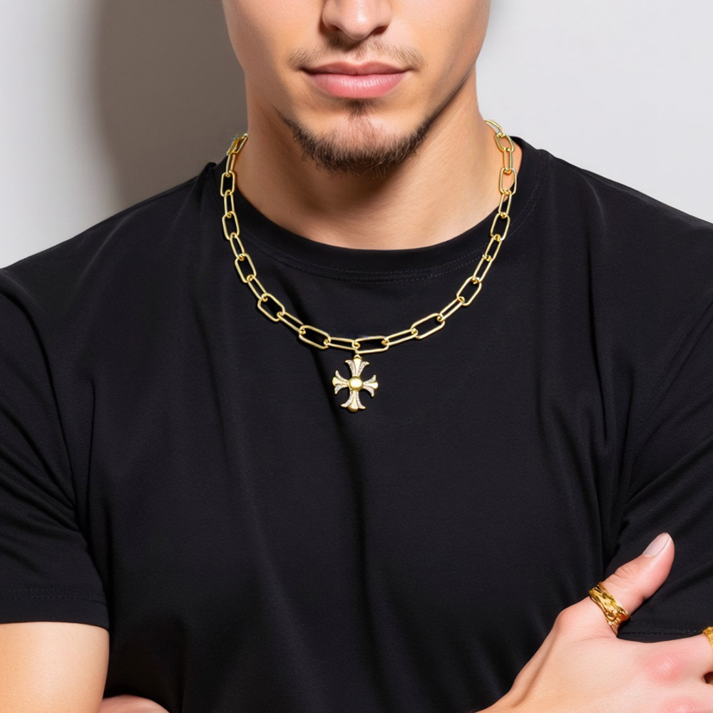 Micro Pave Zircon Pendant Necklace Cool Trendy Choker Copper Material Black Geometric Suitable For Women