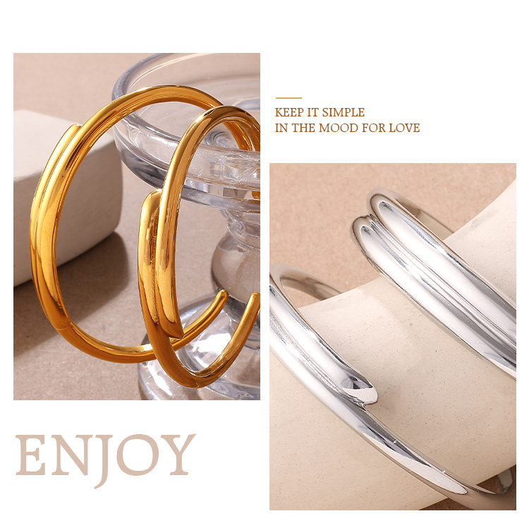 Fashionable Spliced Open Hand Bracelet Stainless Steel Plated 18K Gold Versatile High-End Design Small Niche Design Jewelry