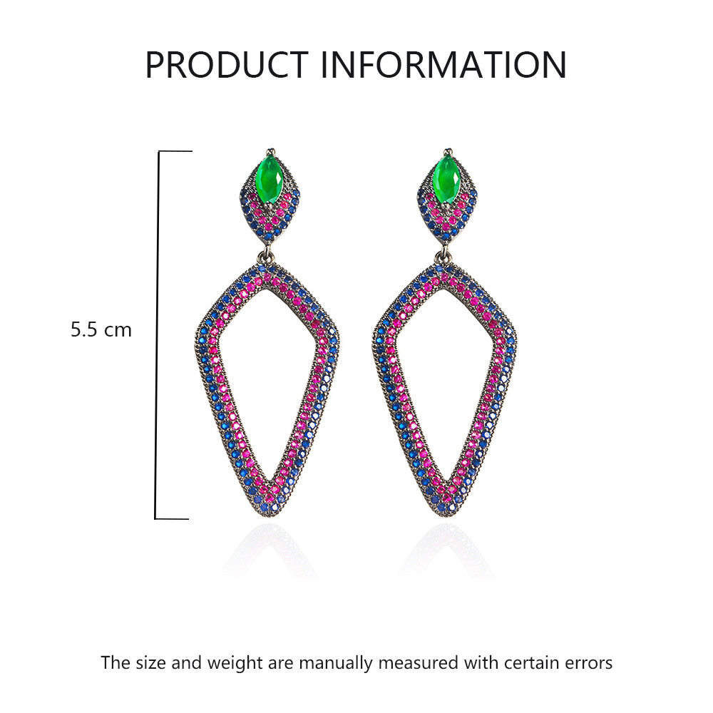 1 Pair Classic Style Geometric Plating Inlay Copper Artificial Gemstones Rhodium Plated Drop Earrings