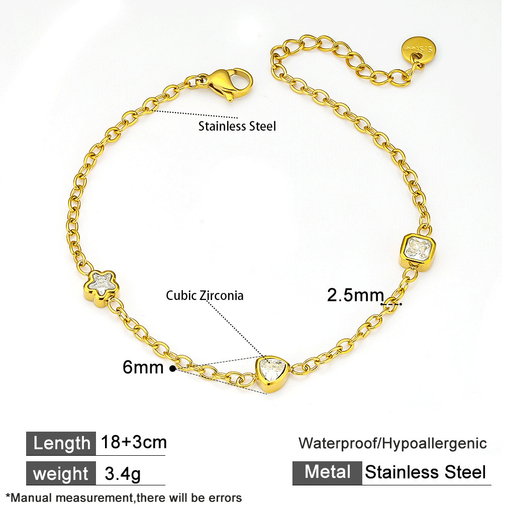 Titanium Steel Zircon Star Pendant Bracelet Multifunctional Simple Women's Jewelry Accessories