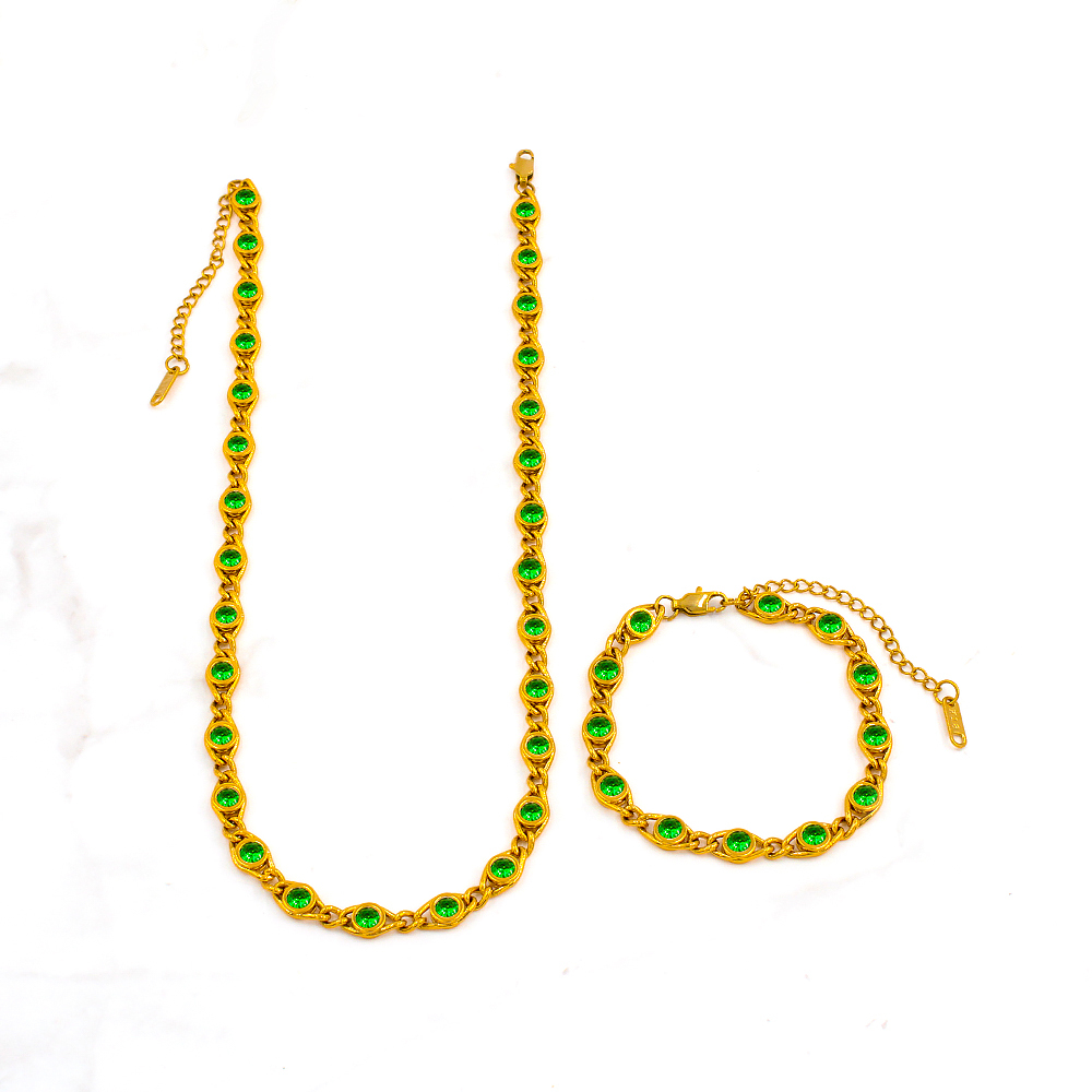 PVD Coated 18K Gold Real Gold Plated Round Copper Simple Style Shiny Waterproof Non Tarnish Bracelets Necklace