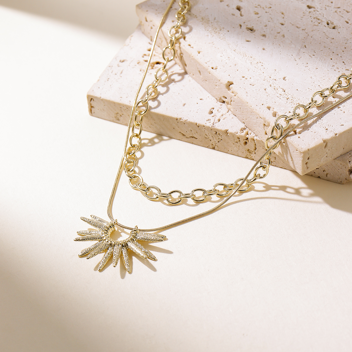 Wholesale Jewelry Vacation Classic Style Heart Shape Copper Cable Chain Layered Necklaces