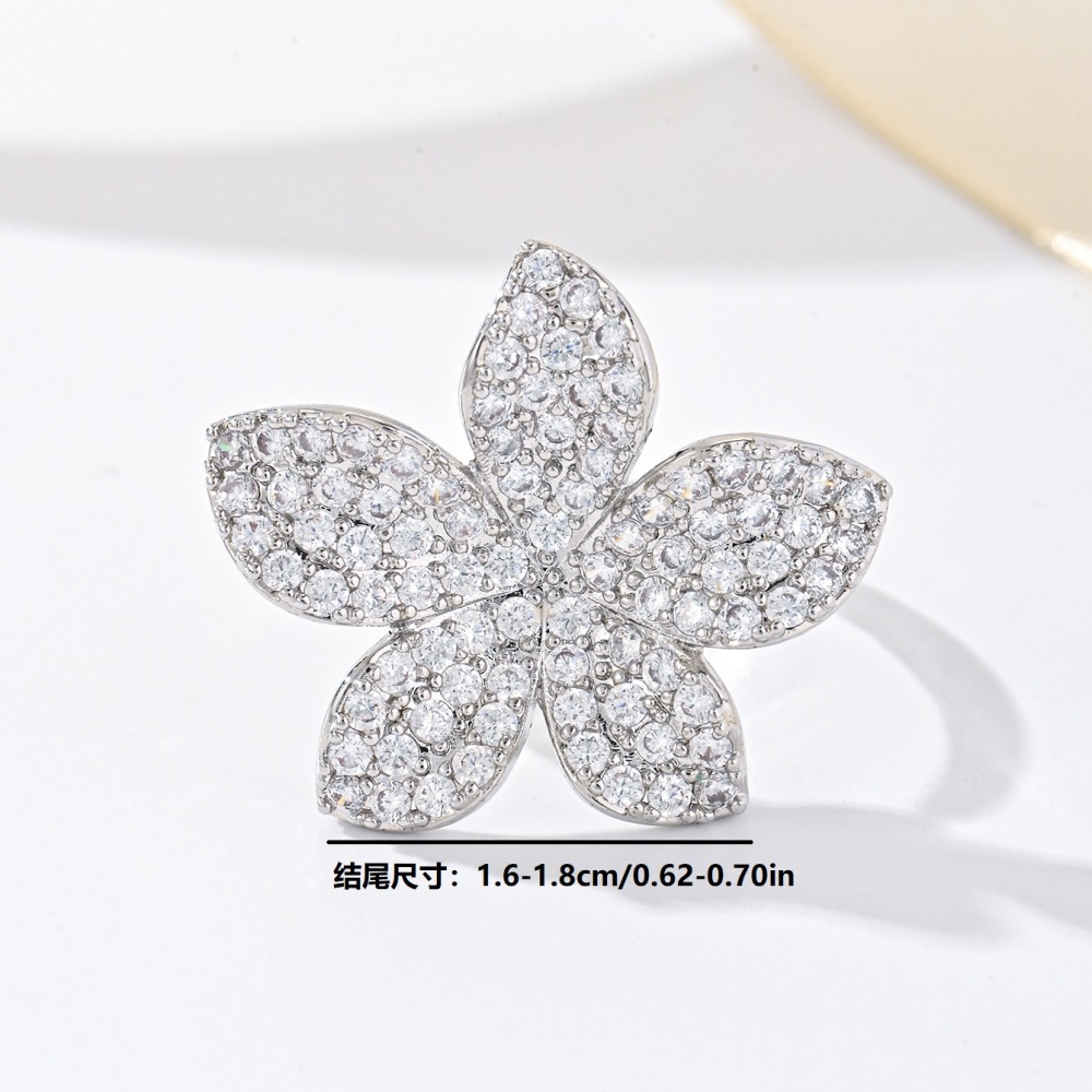 1 Piece Copper Inlaid Zircon Material Gorgeous Flower Shape Fashion Exquisite Ladies Ring Party Banquet Accessories Adult