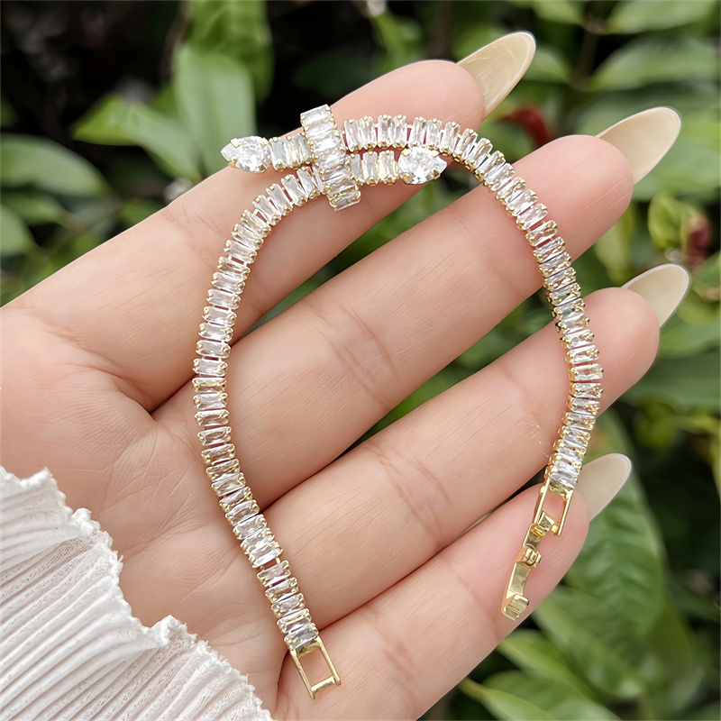 Classic Elegant Style Colorful Zircon Bracelet Fashion High-end Copper Plated 18K Gold Versatile Daily Wear Flower Vacuum Plating (Furnace)