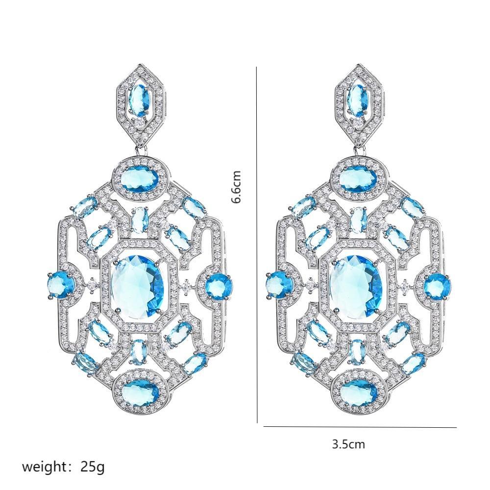 1 Pair Elegant Classical Exaggerated Geometric Polishing Inlay Copper Zircon Copper Earrings