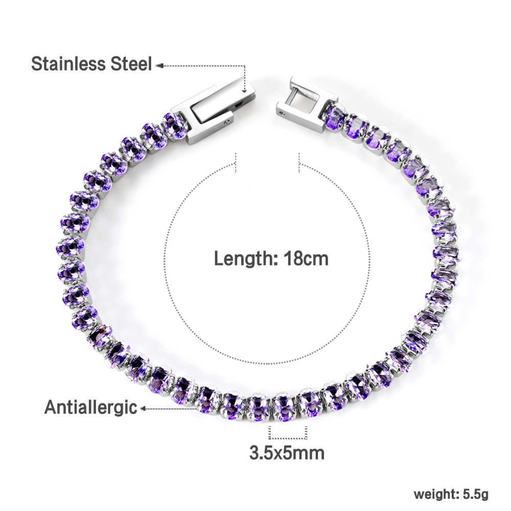 Elegant 304 Stainless Steel Gold-Plated Vacuum Plating (inside The Furnace) 18K Real Gold-Plated Tennis Bracelet Full Diamond Multi-Color Fashion Women's Watch Accessories