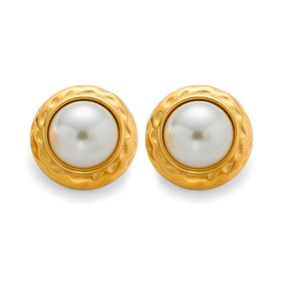 Fashionable Vintage Bohemian Pearl Earrings Titanium Steel Plated With 18K Gold Geometric Pattern Unisex Jewelry Accessories