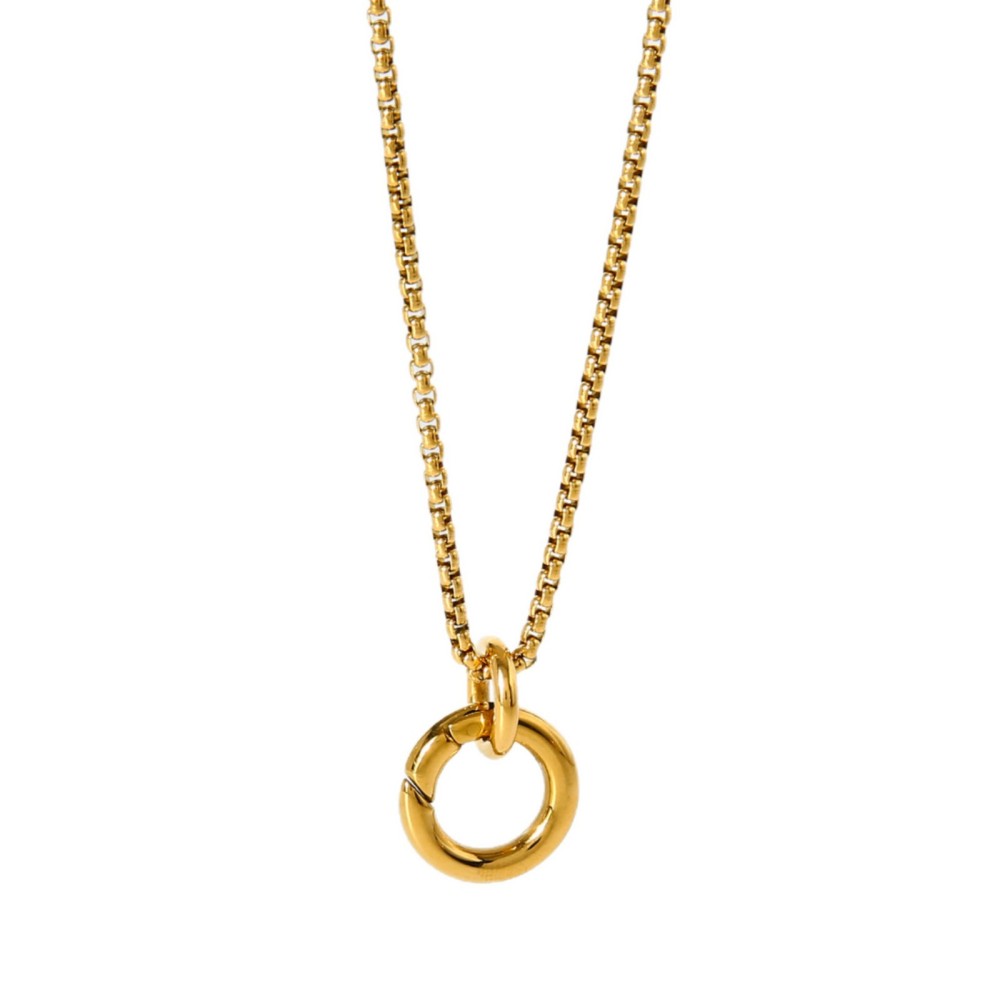 18K Gold Plated Stainless Steel Spring Buckle Box Chain Necklace DIY Accessories Basic Link Clasp Geometric Pattern Women's Ins Style