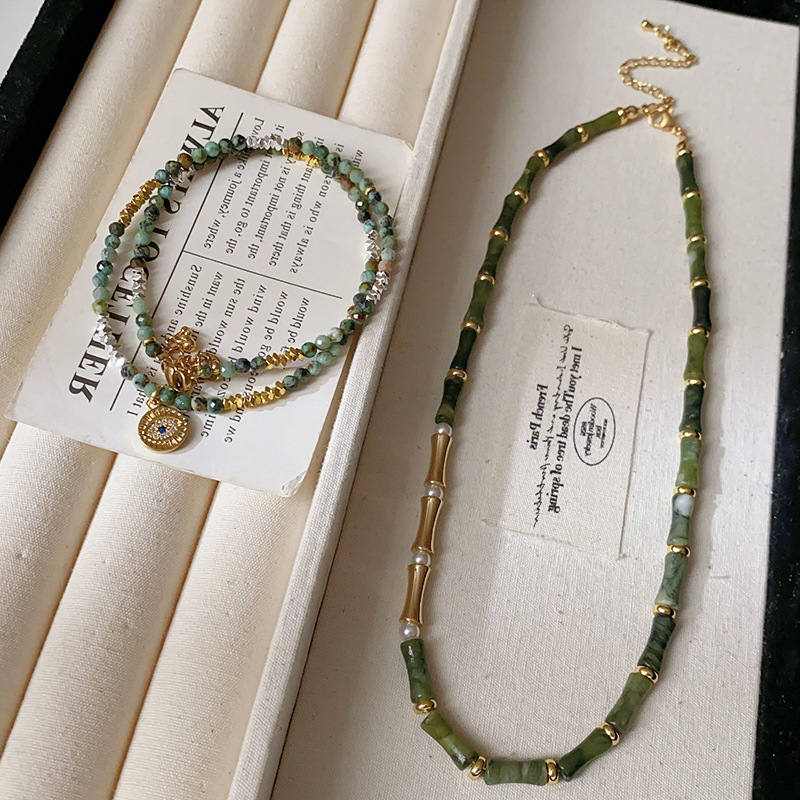 New Chinese Style Natural Stone Pearl Necklace Bamboo Node Fresh Style Commute Women's Fashion Versatile Collarbone Chain