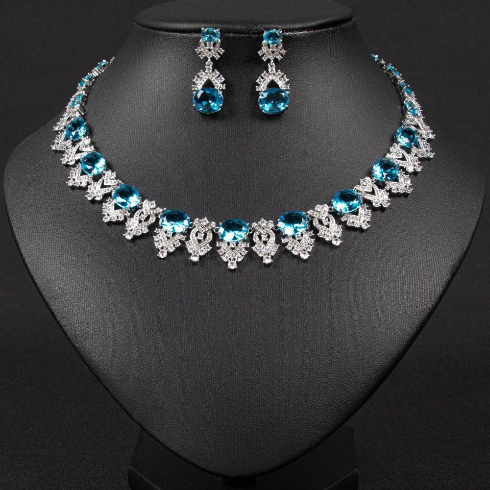Luxurious Bridal Jewelry Set Copper Inlaid 3A Zircon Necklace Women's Unique Design Sensation  Style Accessories